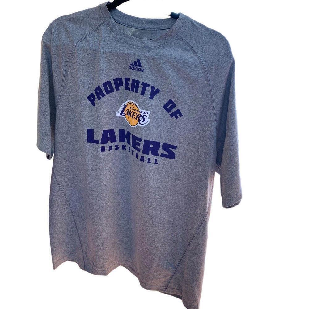 Adidas Climalite Mens LA Lakers Property Of Los Angeles Gray SS T Shirt Size M‍